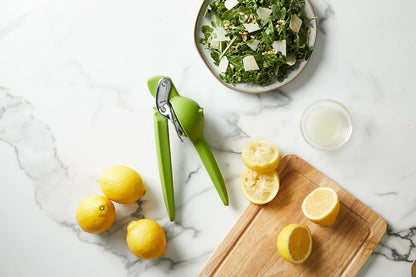 Chef'n FreshForce Lemon Squeezer Citrus Juicer, Manual Hand Press with Dual-Gear Power for Maximum Juice Extraction, Durable, Lime Green