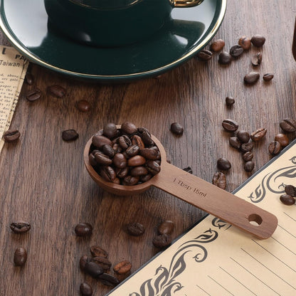 2PCS Wooden Tablespoon Measuring Spoon for Jars, Coffee Scoop for Ground Coffee Handmade Walnut Coffee-Scoop for Coffees Beans Tea Spices Tablespoon Home Kitchen Accessories for Jars Containers
