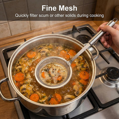 Skimmer Spoon - Filter Grease Foam Fine Mesh Fat Skimmer - Stainless Steel Sieve Colander Strainer With Handle Handheld - Fry Oil Filter for Cooking Sieve Spoon for Food Strainer Kitchen Gadget