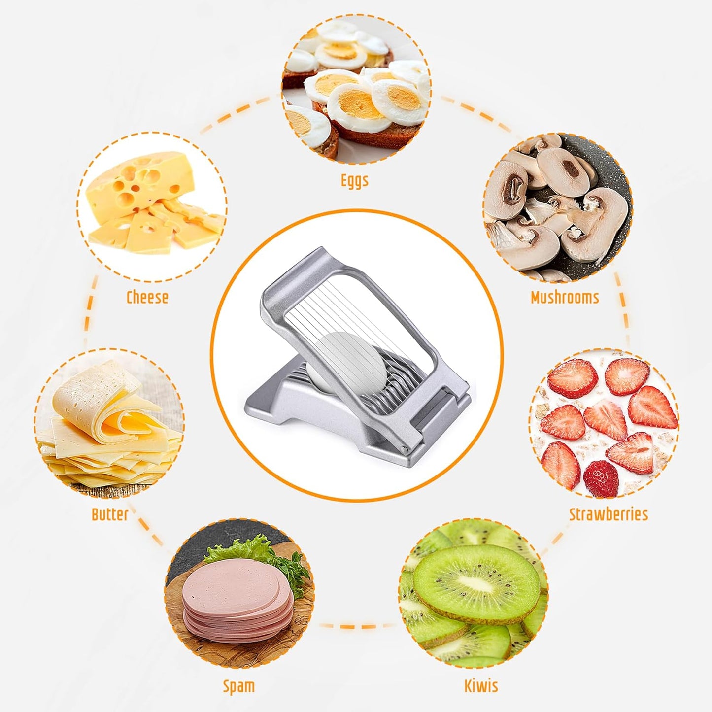 Egg Slicer for Hard Boiled Eggs, Stainless Steel Wire, Multipurpose Heavy Duty Aluminium Egg Cutter for Egg, Salads, Sandwiches, Strawberries, Mushrooms, Soft Cheese, Red