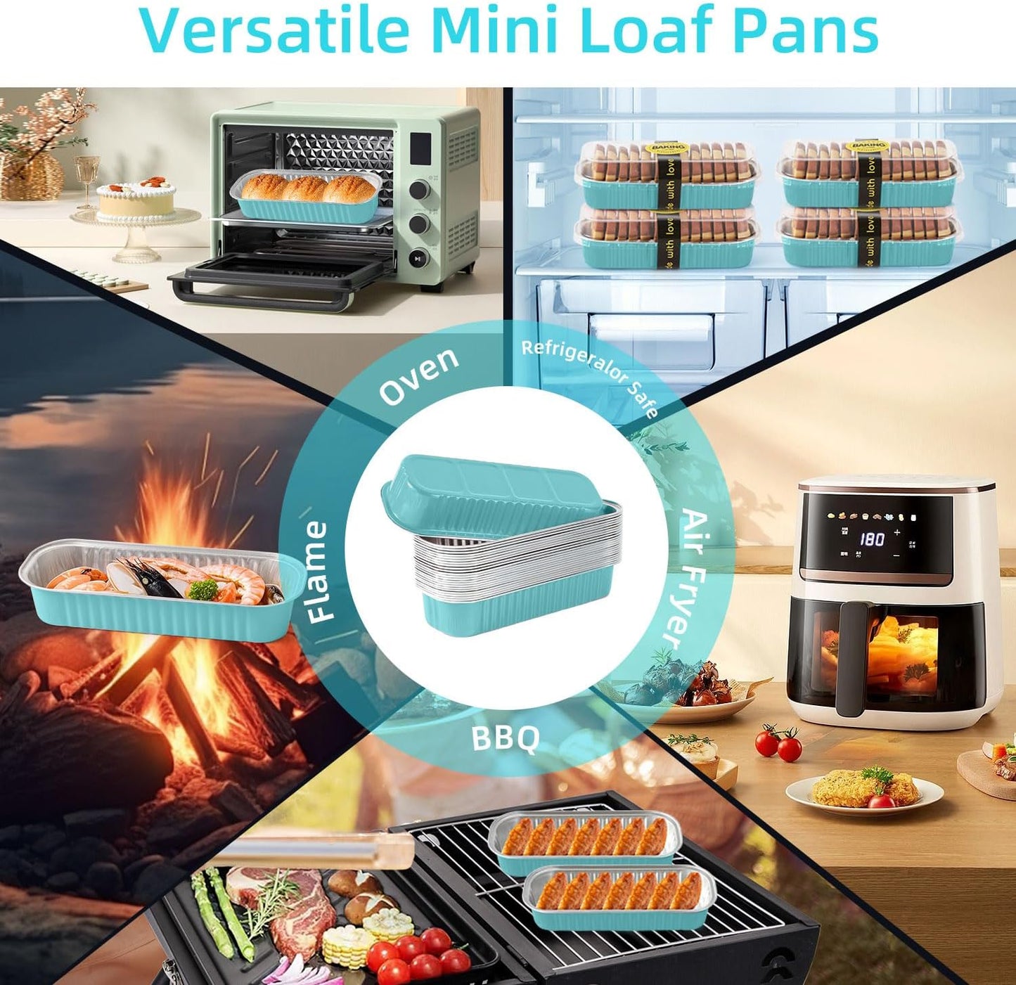 Mini Loaf Pans with Lids and Spoons Sealing Sticker,30 Pcs 6.8oz Cake Pans for Baking Disposable Aluminum Foil Christmas Cake Pan (30 PCS GOLD)