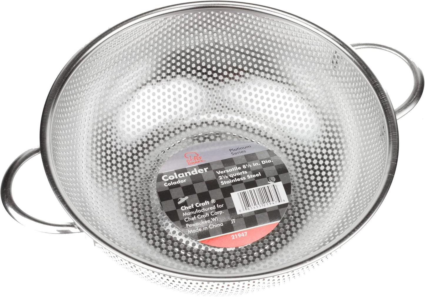 Chef Craft Select Microperforated Colander, 1.5 quart, Stainless Steel