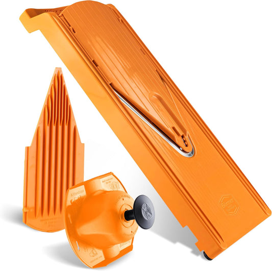 Mandoline Food Slicer Börner V3 (Basic Set) by Reston Lloyd • V-Slicer with Food Holder • Made in Germany • Fruit & Vegetable Chopper • Multiple Settings • Color: Orange