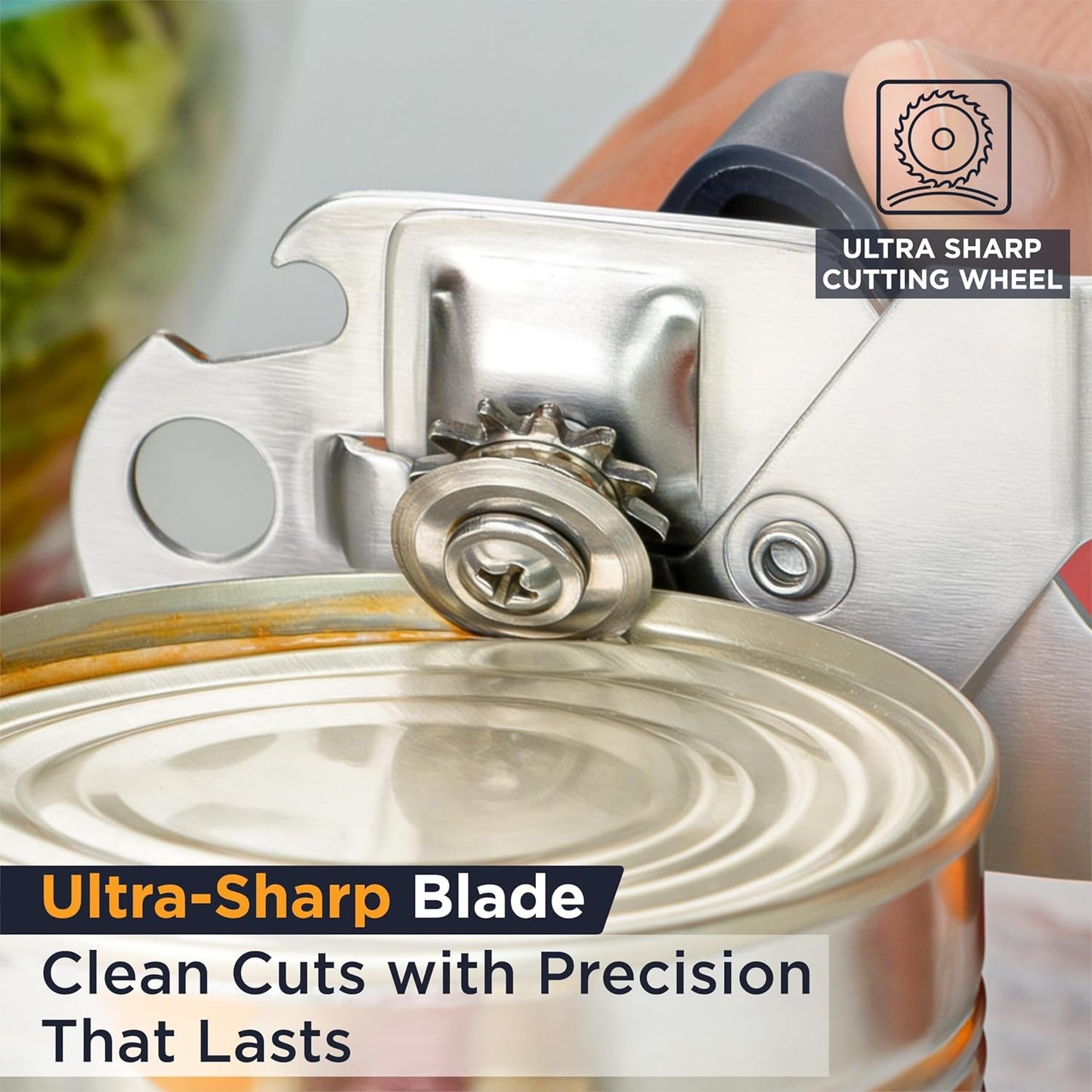Deiss PRO Hand Held Can Opener – Smooth Edge Can Opener Manual & Bottle Opener, Heavy Duty Stainless Steel Can Openers, Effortless Turn Knob, Sharp Blade for Easy Cutting, Non-Slip Ergonomic Handle