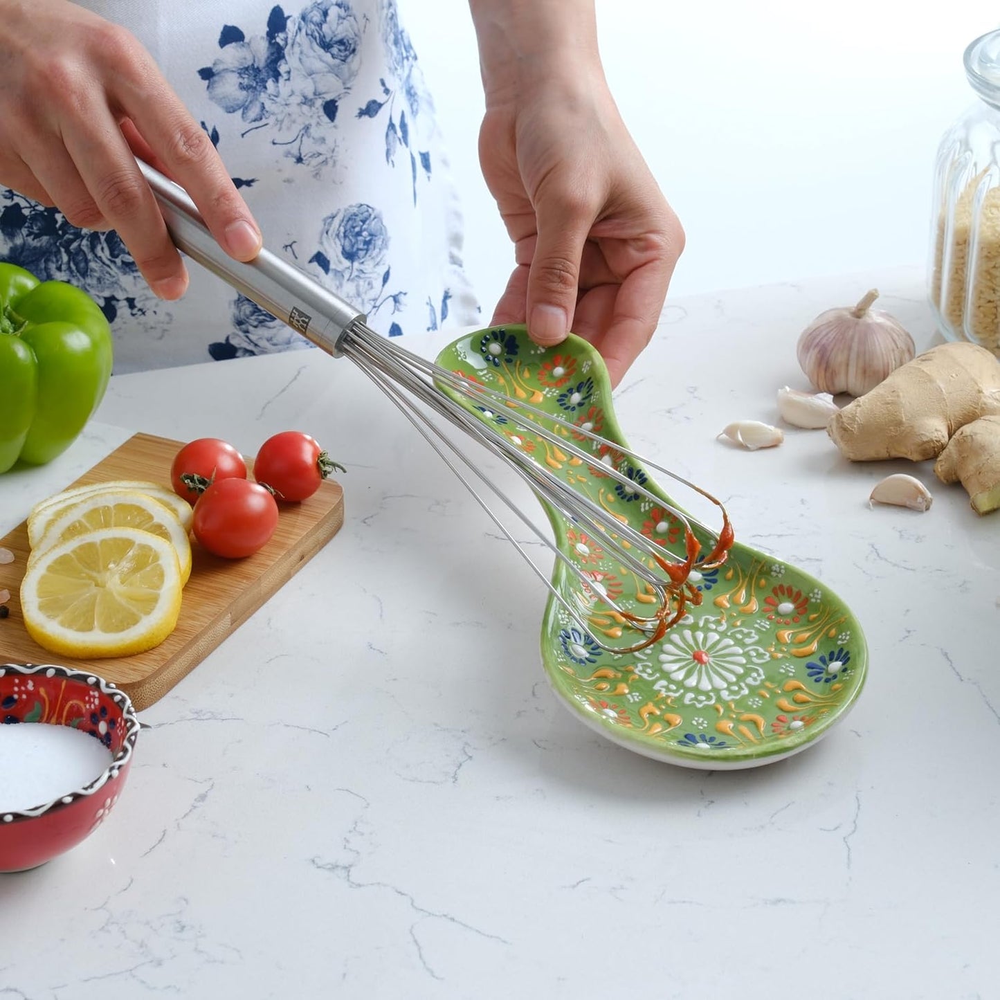 Handmade Spoon Rest, Ceramic Spoon Rest for Stove Top, 10" Spoon Rest for Kitchen Counter, Dishwasher Safe Spoon Holder for Stove, Housewarming Gifts Utensil Rest, Colorful Spoon Rests (Black)