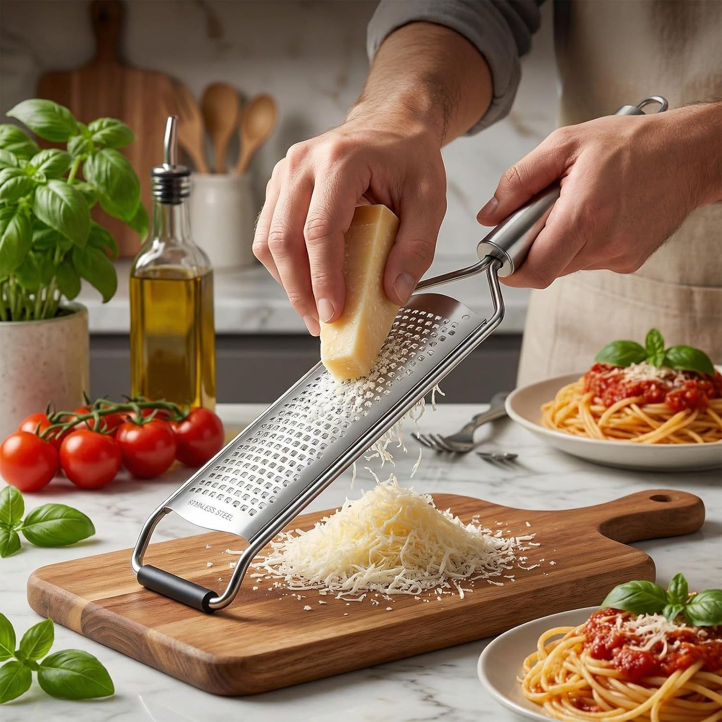 JJUNW Fine Cheese Grater, Salad Spinner, Flat Cheese Grater Garlic Graters with Handle, Stainless Steel Graters Kitchen Gadgets Cake Decorating Supplies Protect Cover