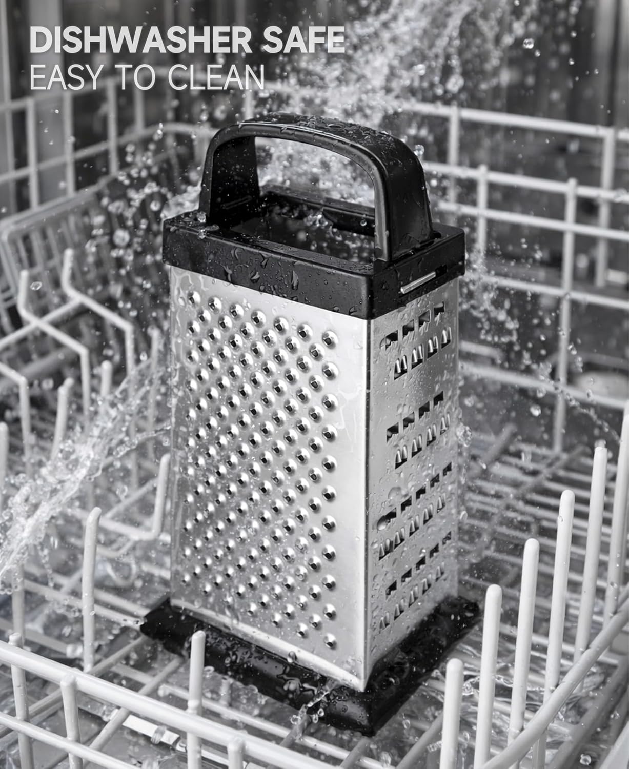 Cheese Grater, 4-Sided Mini Box Grater, Stainless Steel Food Shredder for Cheese, Parmesan & Vegetables, Dishwasher Safe, Black