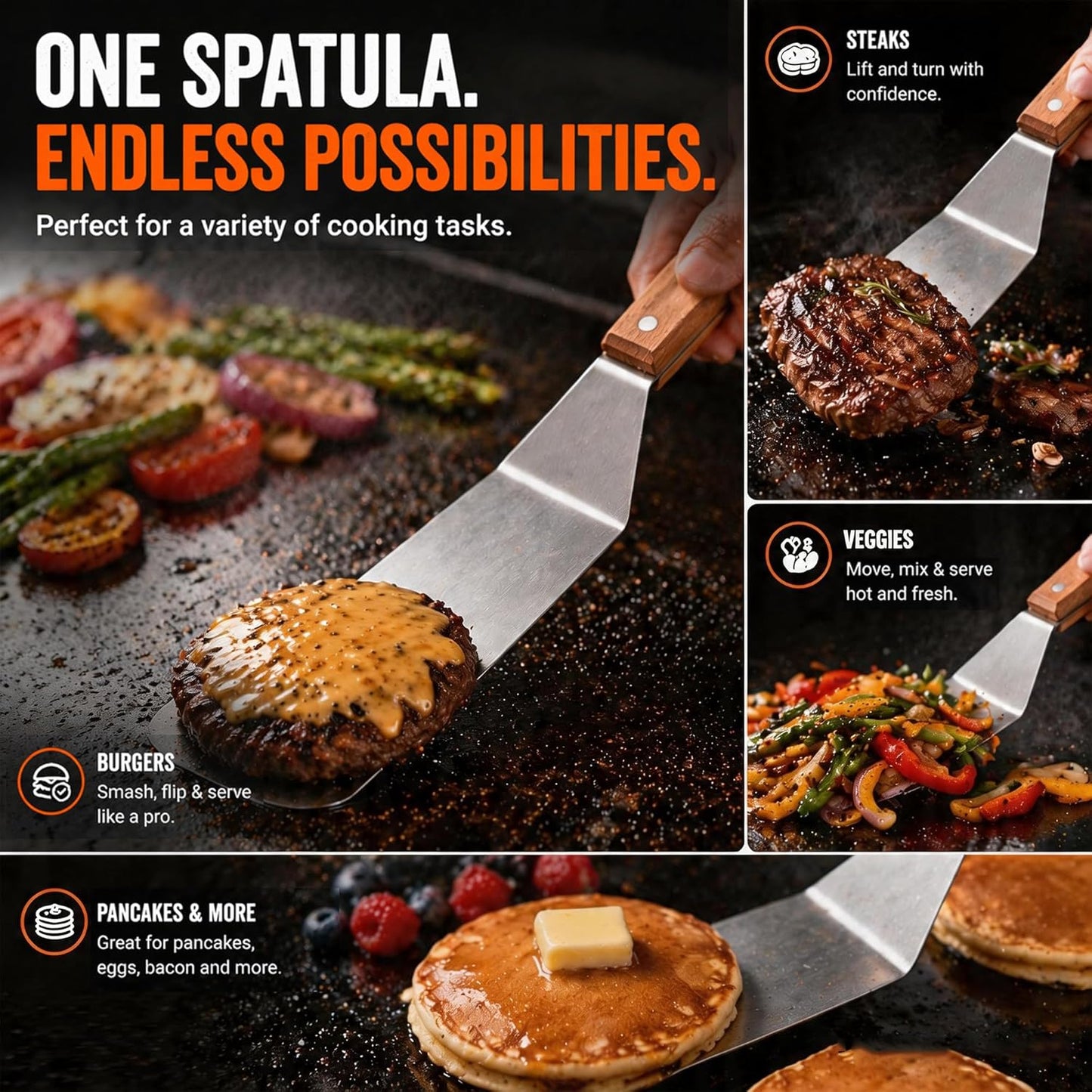 Multipurpose Bench Scraper, Dough Scraper and Dough Cutter for Flat Top Griddle, Bread, Pizza, and Pastry – Stainless Steel Griddle Scraper Chopper for Baking and Cooking