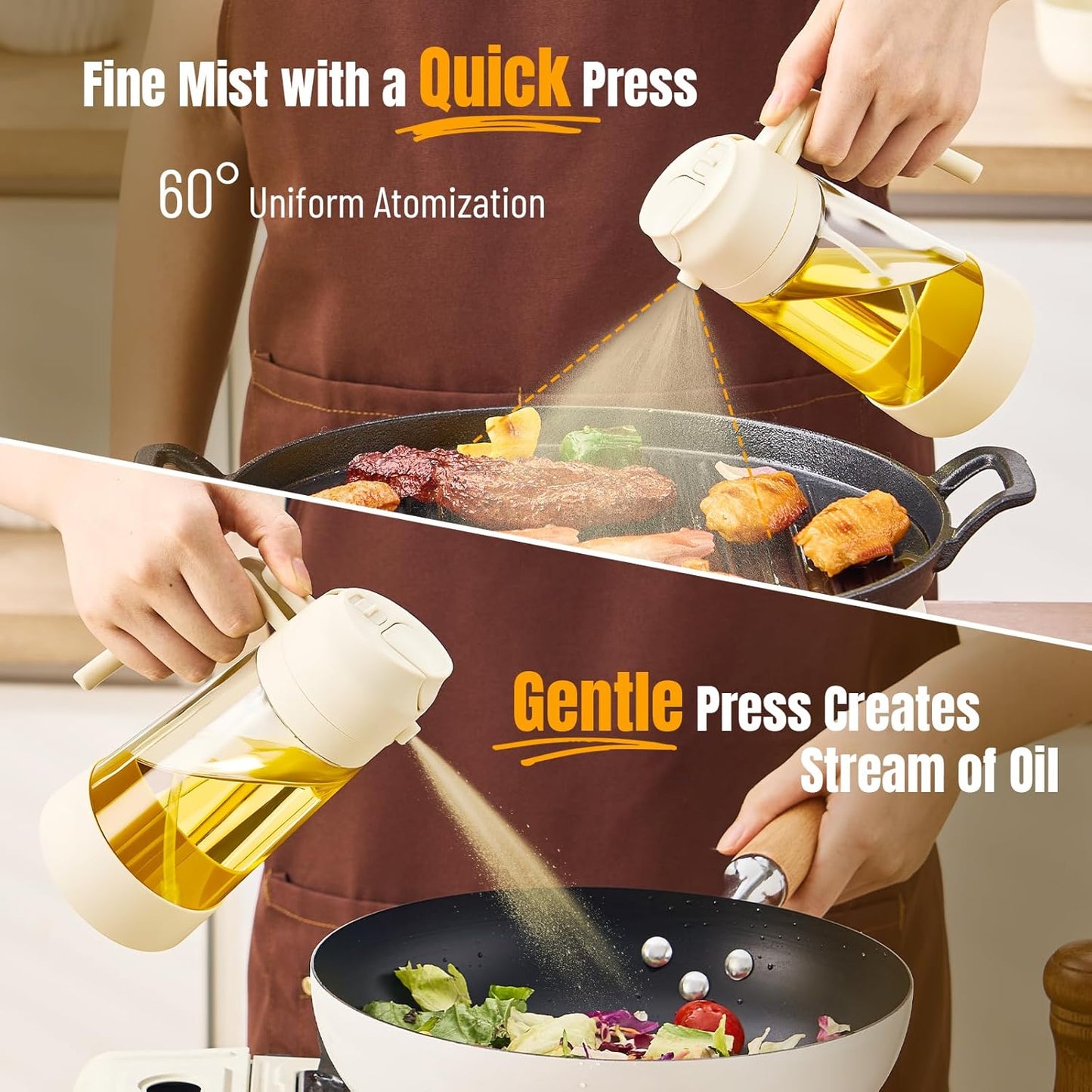 PARACITY 2 in 1 Oil Dipenser Bottle with Silicone Bottom (Black-2PCS)