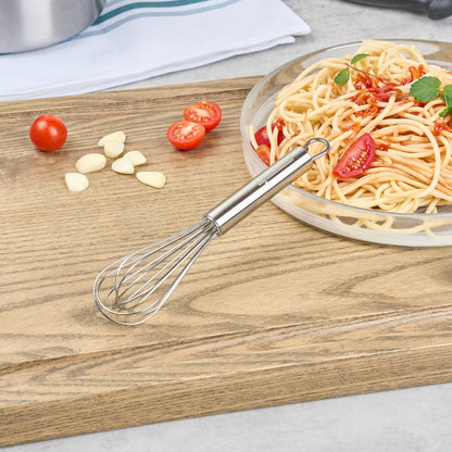 Restaurantware 10.5 in Stainless Steel Ball Whisk - German Standard Egg Beater with Ergonomic Handle, Dishwasher Safe - Manual Mixer Cooking Whisk for Baking, Stirring, Sauces, Beating