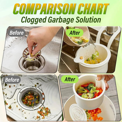 Kitchen Sink Drain Strainer Basket, Hanging Multi-Purpose Kitchen Sink Strainer Draining Basket, Self-Cleaning Press to Open The Food Waste Trash Catcher Basket Garbage Leftovers, Green