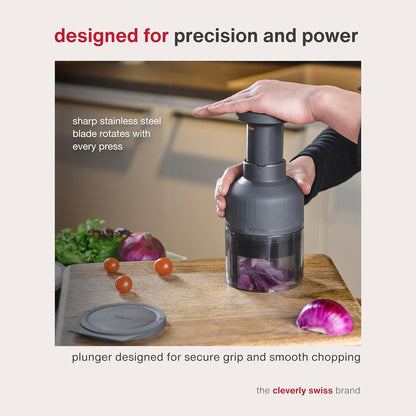 Zyliss Zick Zick Classic Food Chopper - Convenient for Easy, Healthy Meal Prep - Manual Vegetable Chopper with Stainless Steel Blades - Compact & Dishwasher Safe - Zick Zick 3.0