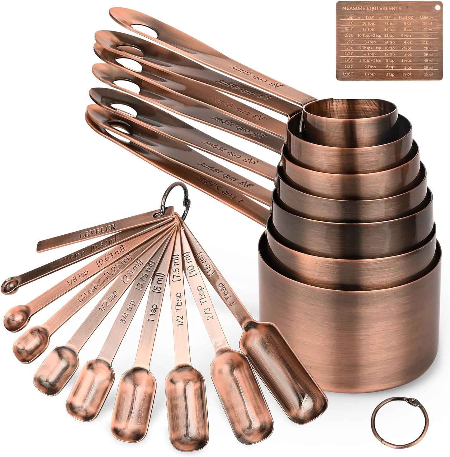 Measuring Cups and Spoons Set, 18/8 Stainless Steel Measuring Cups and Spoons Set for Kitchen & Baking, 5 MeasurE Cups &6 Long MeasurE Spoons&Leveler, Metric Measure Tools for Dry & Liquid