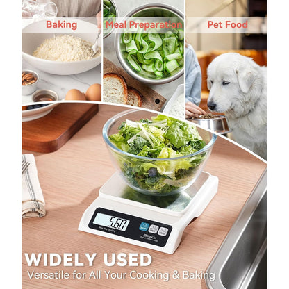 BOMATA 0.1g/ 13lb Food Scale, Digital Kitchen Scale with Removable Stainless Steel Pan, Backlit LCD Display, for Cooking, Baking B621 Grey