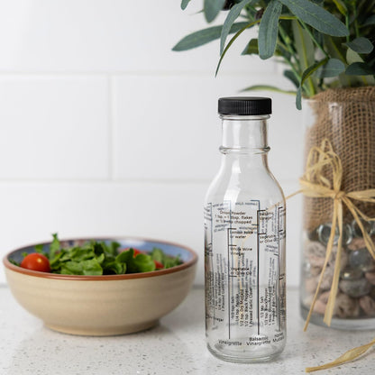 Fox Run Glass Salad Dressing Shaker Bottle, 300 ml/10.15 oz Dressing Bottle With Measurements and Recipes