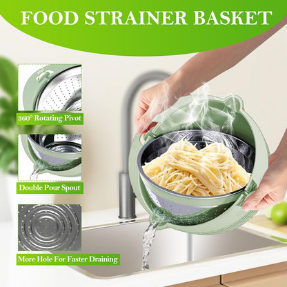 Over the Sink Colander, Expandable Strainers and Colanders with Fine Mesh, Colander for Kitchen with Rubber Grip for Draining Pasta, Vegetables and Fruits - Essential Kitchen Sink Strainer