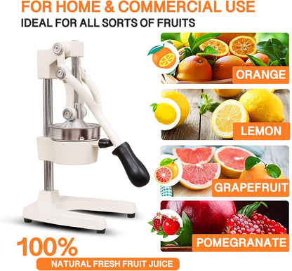 Commercial Heavy Duty Cast Iron Hand Press Manual Orange Citrus Lemon Lime Grapefruit Pomegranate Fruit Juice Squeezer Machine with Stainless Steel Cup
