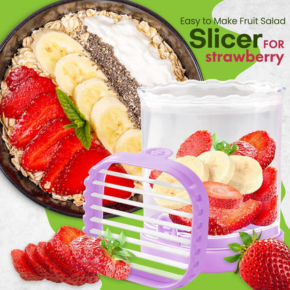 Creative Strawberry & Fruit Slicer - Detachable Cutter with Push Plate (Black)
