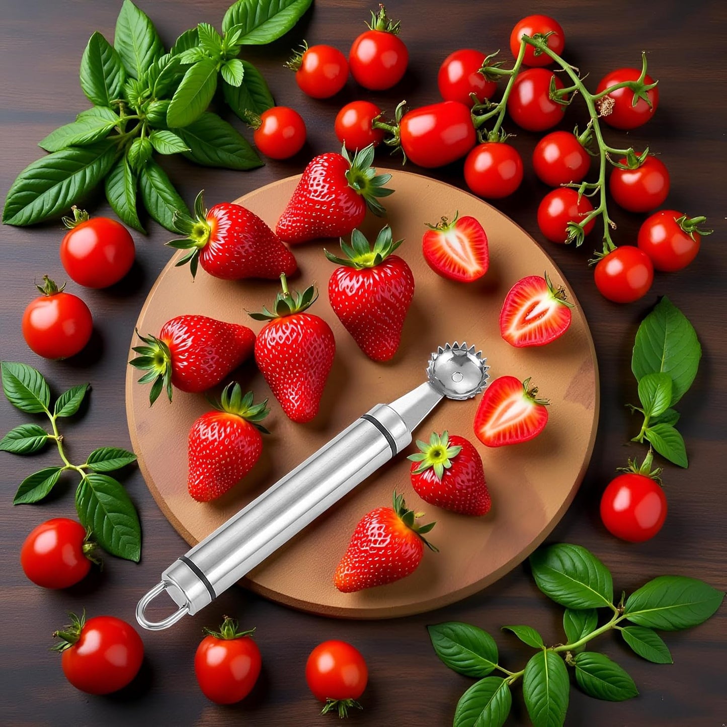 2Pcs Silver Strawberry Huller and Tomato Stem Corer Tool Multi-Function Stainless Corer and Pitter Remover for Strawberry,Tomato,Vegetable and Fruit Corers Practical Kitchen Utensils and Gadgets