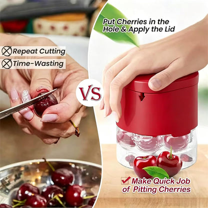 Cherry Pitter - Olive And Other Fruit Tools, Cherry Pitter With a Space-Saving Lock(BLACK)