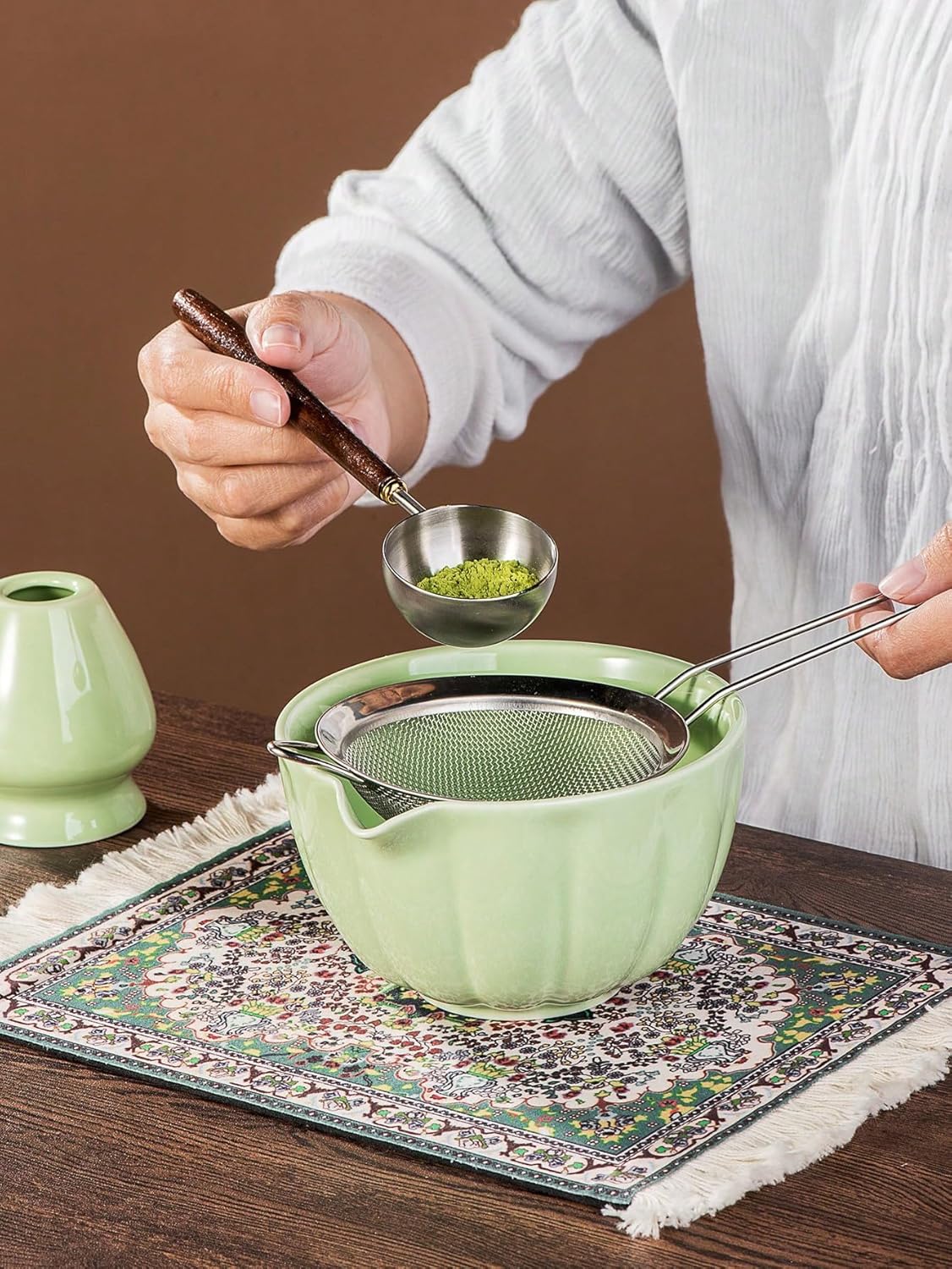 Matcha Whisk Set – Premium 7-Piece Traditional Matcha Set with Bamboo Whisk, Matcha Cup, Sifter & P Leather Case – Complete Tea Accessories & Gift Set