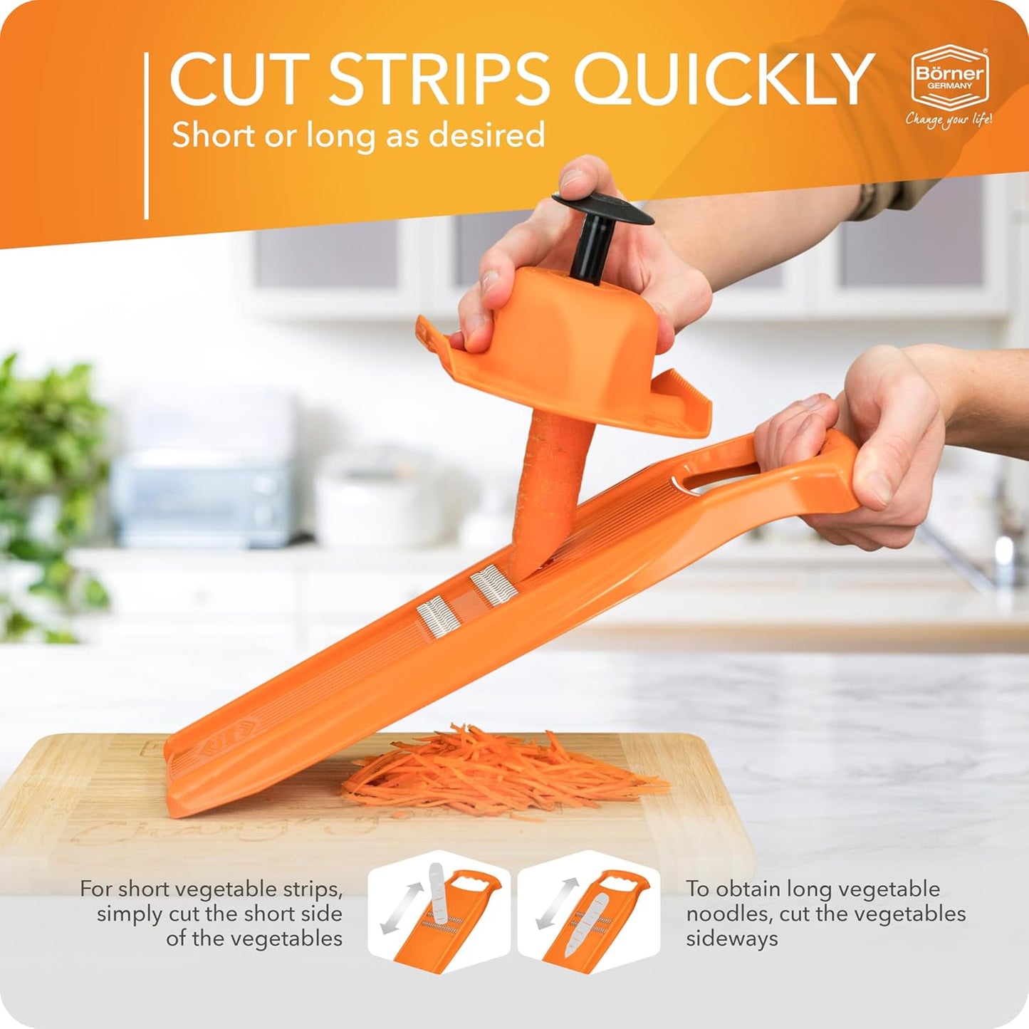 BORNER Roko PowerLine | Vegetable Grater Börner - Quality Made in Germany, Color:Orange
