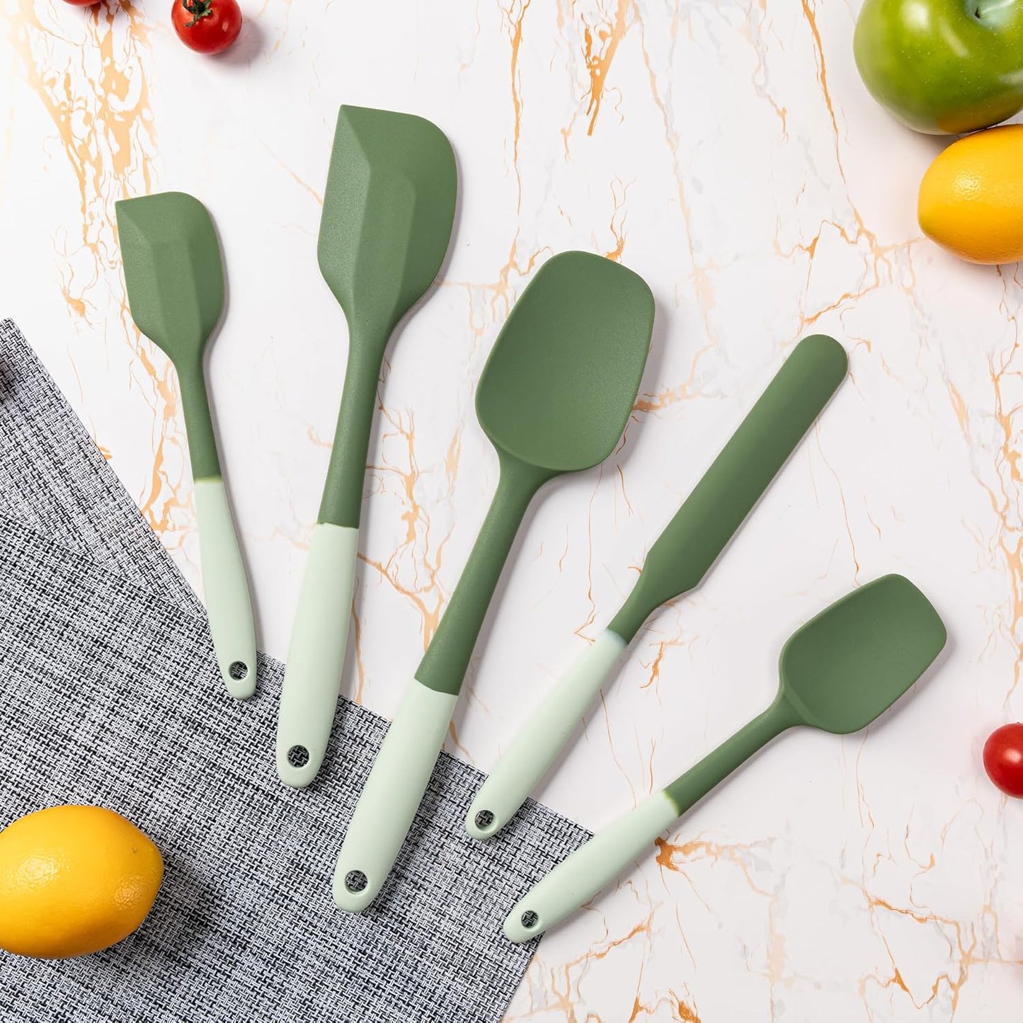 Silicone Spatula Set, 5 Piece Food Grade Rubber Spatulas for Baking, Cooking, and Mixing High Heat Resistant Non Stick Dishwasher Safe BPA-Free (Multicolor)