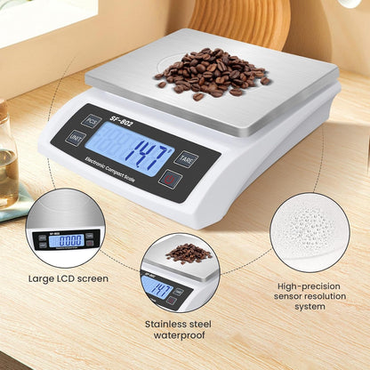 Digital Kitchen Scale 30kg/66lb Large Food Scale for Baking Cooking Stainless Bread Scale with LCD Display Counting Scales for Commercial (Color : Stainless Black)