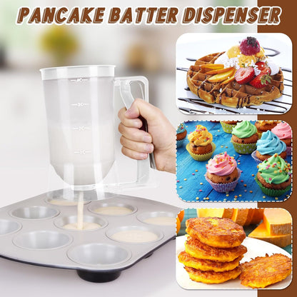 FillTouch 2 Pcs Cupcake Batter Dispenser Pancake Mix Dispenser 4 Cups with Squeeze Handle Tools for Pancake, Cupcake, Cookie, Cake, Waffles, Ice Cream Baking Gifts for Kitchen Housewarming (White)
