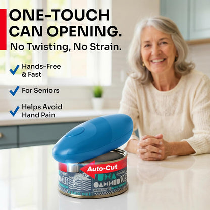 MUELLER HOME SmoothEdge Auto Electric Can Opener – Battery‑Operated One‑Touch w Magnet Lid Lifter – Portable Hands‑Free Automatic Can Openers for Seniors & Arthritis, Smooth‑Edge Cut Technology, Black