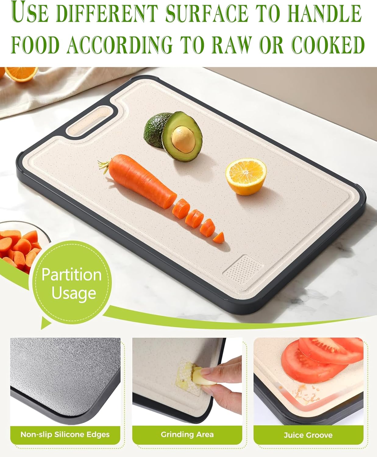 Titanium Cutting Board, 2-in-1 Titanium Alloy And Wheat Straw PP Chopping Board with Avocado Slicer, Food Grade Cutting Board with Handle for Kitchen, RV, Camping(16x11 Inches, Random Color)