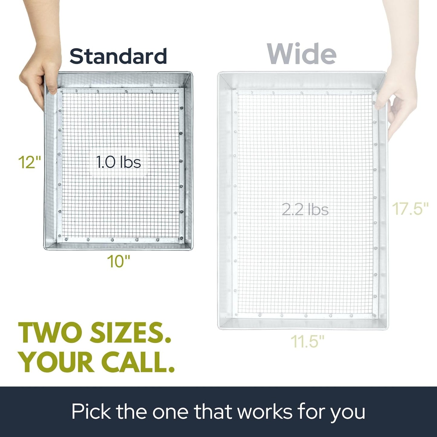 Soil Sifter, Standard Size (12 x 10 inches) with 1/8-inch Mesh, Garden Sieve for Dirt, Sand, Rocks, and Compost