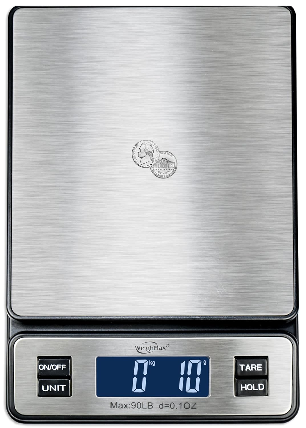 Weighmax W-2809 90 LB X 0.1 OZ Durable Stainless Steel Digital Postal Scale, Shipping Scale With AC adapter, 1 Pack