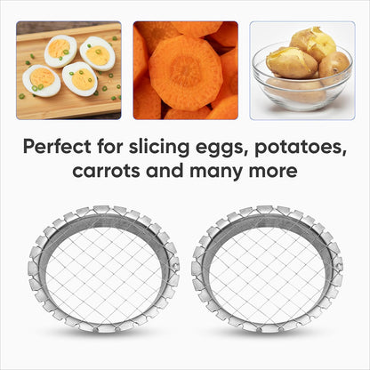 Stainless Steel Egg & Vegetable Chopper - Wire Grid/Slicer for Hard Boiled Eggs, Carrots & Potatoes - Manual Chopper