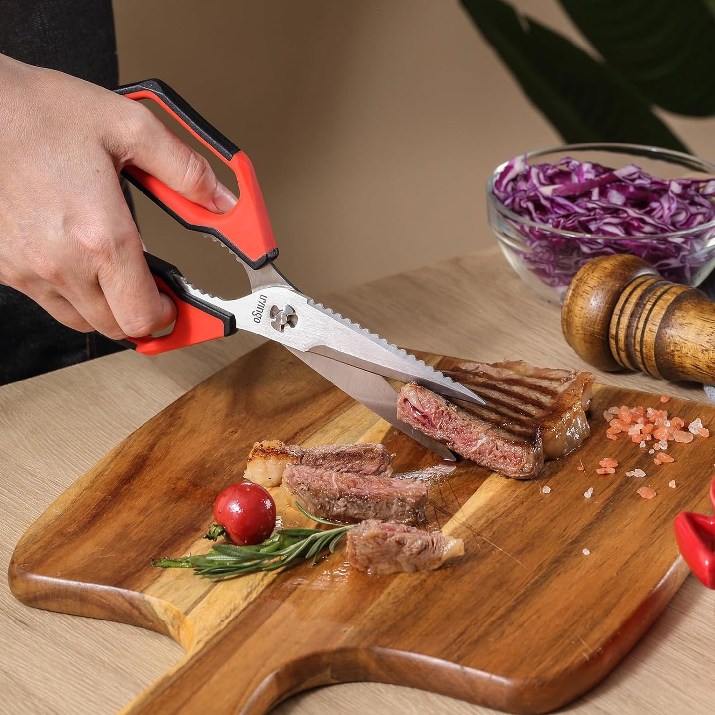 LIVINGO Kitchen Scissors, 2 Pack 9.25" Utility All Purpose Poultry Shears Heavy Duty Dishwasher Safe, Come Apart Sharp Stainless Steel Cooking Food Scissors for Cutting Meat, Chicken, Vegetable, Fish