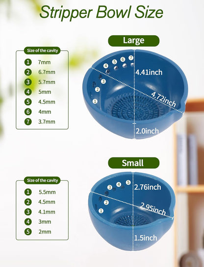 Herb Stripper & Garlic Grater, 2-In-1 7-Hole Design Herb Stripper Bowl, Built-in Garlic Grater Plate for Kale, Chard, Collard Greens, Thyme, Basil, Rosemary (Red)