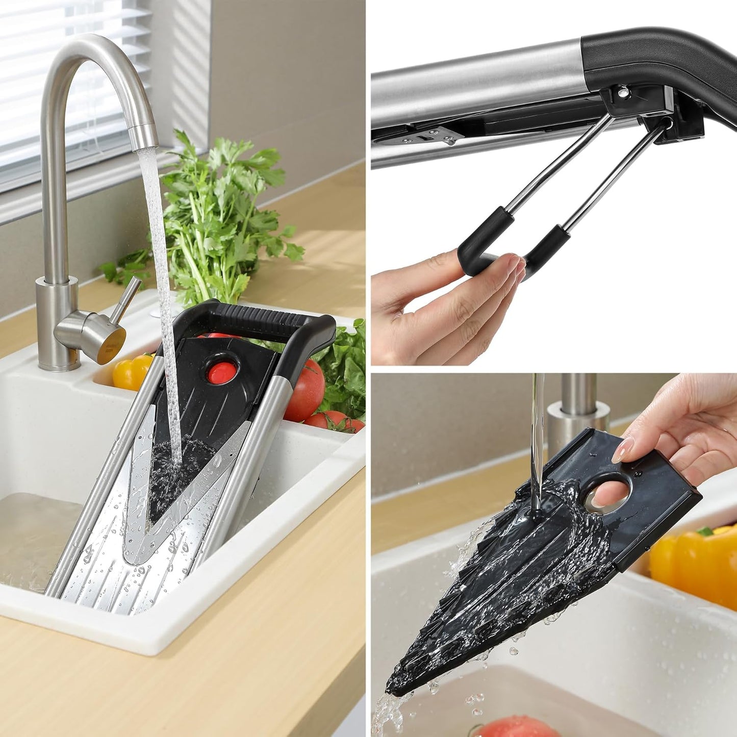 Supernal 5-in-1 Adjustable Mandoline Slicer for Kitchen,Stainless Steel Vegetable Cutter with Cut-Resistant Gloves,Safe & Durable Mandolin Slicer for Potato,Tomato,Carrot,Onion,and More