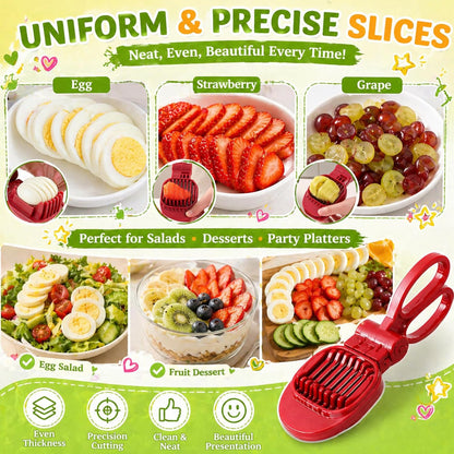 JAYVAR Large Egg Slicer for Hard Boiled Eggs, Egg Cutter with Thick and Sturdy Blade, Boiled Eggs Slicer with Long Handle, Stainless Steel Strawberry Slicers for EggChopper, Sturdy Easy to Clean Use