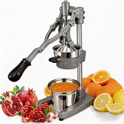 Commercial Heavy Duty Cast Iron Hand Press Manual Orange Citrus Lemon Lime Grapefruit Pomegranate Fruit Juice Squeezer Machine with Stainless Steel Cup