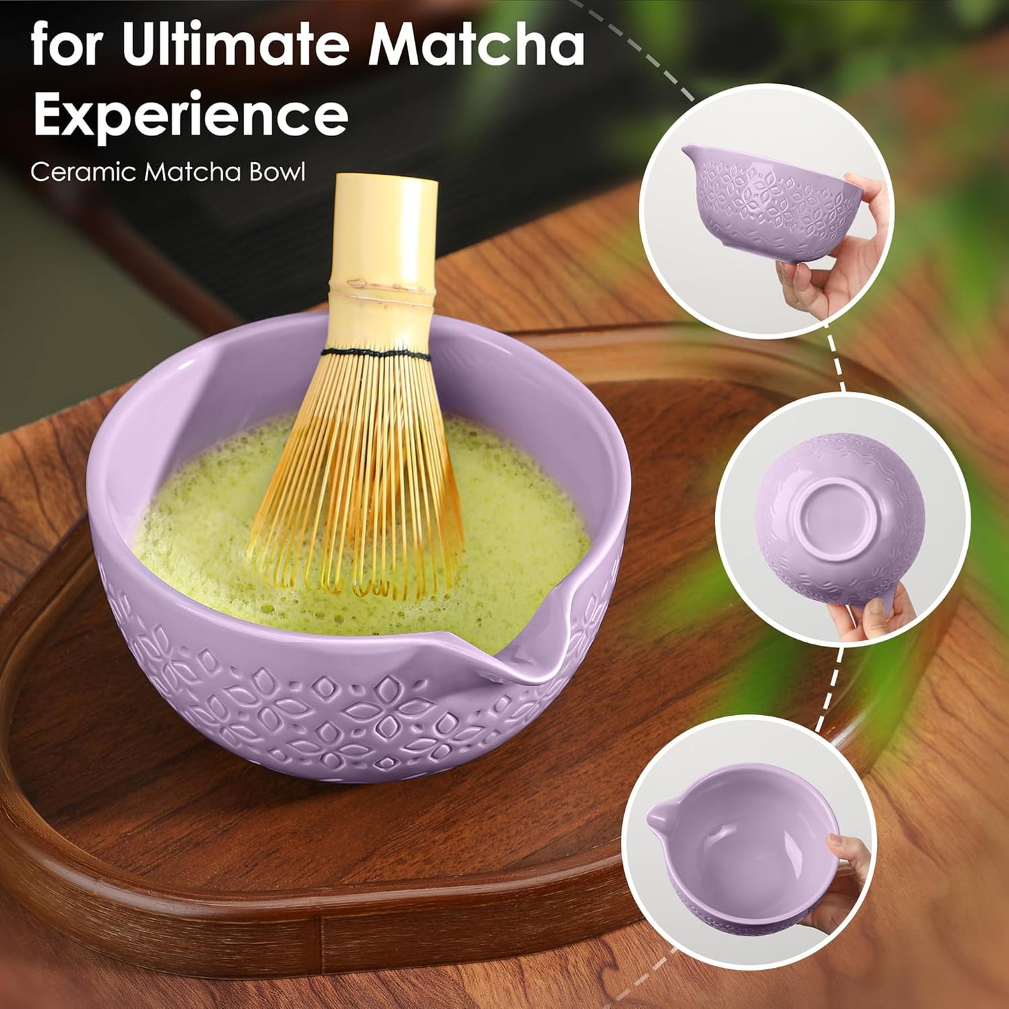 Matcha Whisk Set Matcha Kit - 7 Pcs Japanese Tea Set Includes Matcha Bowl with Spout,Bamboo Whisk with Ceramic Holder,Bamboo Scoop and Rest,Sifter,Tea Towel, for Ceremony Matcha Lovers Gift,Green