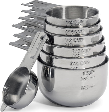 Hudson Essentials Stainless Steel Measuring Cups and Spoons Set - Stackable Set with Spout (11 Piece Set)