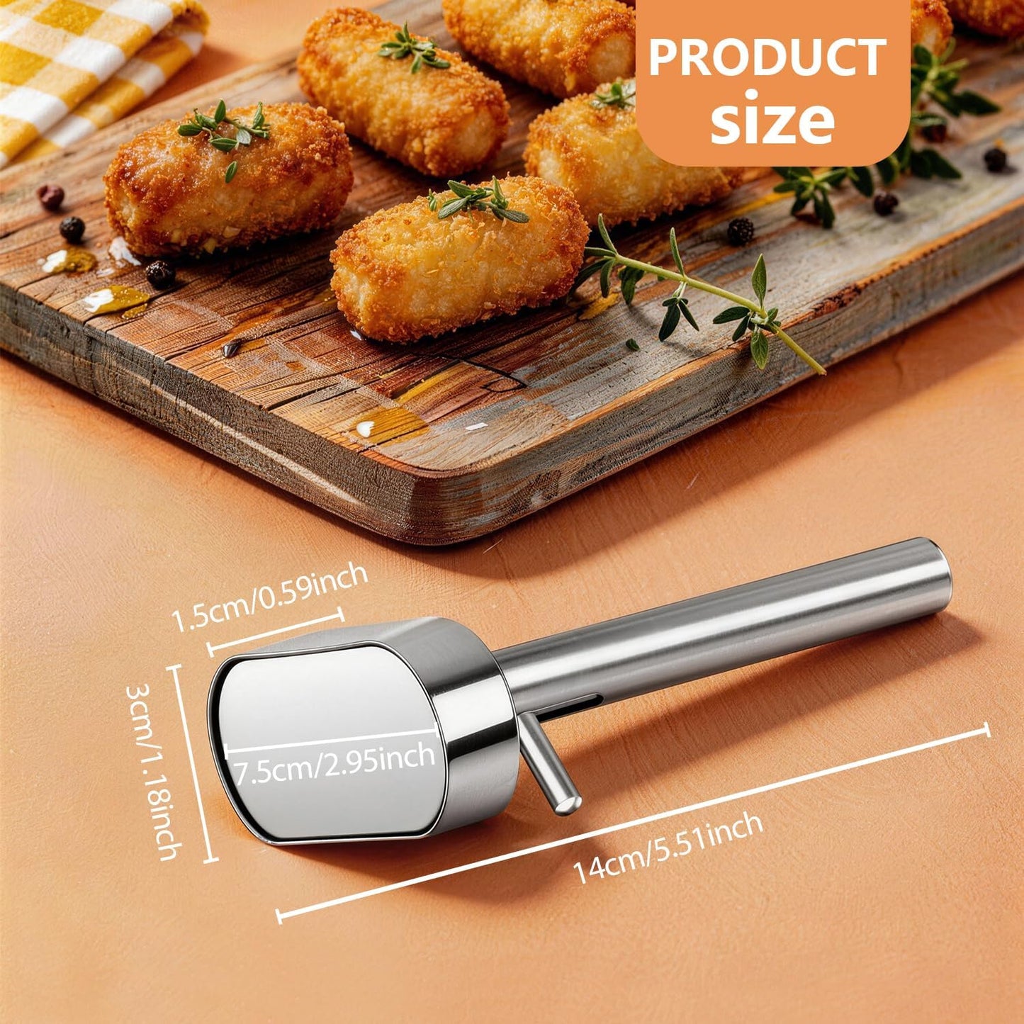 Falafel Scoop Maker, Stainless Steel Falafel Press Mold, Easy to Use and Clean, Non-Stick Meatball Press, Scoops, Middle Eastern Kitchen Tool (4cm)