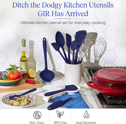GIR: Get It Right 5-Piece Silicone Ultimate Kitchen Utensils Set - Ladle, Spatula, Flip, Spoon & Spoonula - Non-Toxic Cooking Utensils for Nonstick Cookware, Cooking and Baking - Black