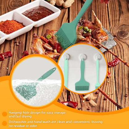 LELE LIFE 3 Sizes Silicone Basting Brush, Extra Large Heat Resistant Pastry Brush Spread Oil Butter Sauce Marinade for BBQ Grilling Baking Kitchen Food Cooking (Green)