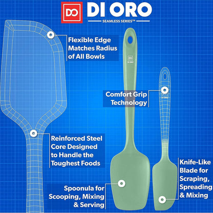 DI ORO Silicone Spatula Set - Rubber Kitchen Spatulas for Baking, Cooking, & Mixing - 600°F Heat-Resistant & BPA Free Silicone Scraper Spatulas for Nonstick Cookware - Dishwasher Safe (4pc, Black)