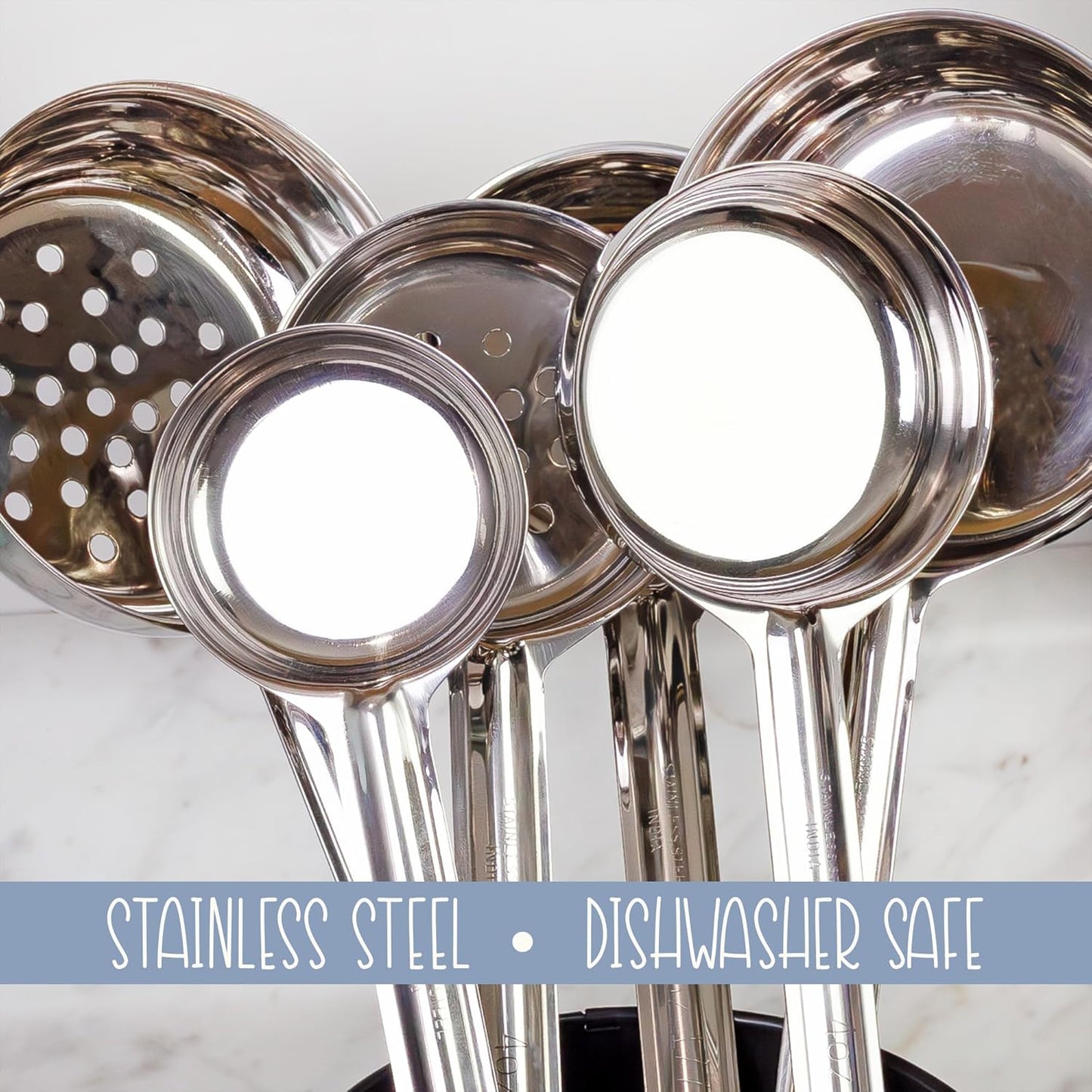 Darware Portion Control Serving Spoons (6-Piece Ladle Set); w 1/4 Cup, 1/2 Cup, 3/4 Cup & 1 Cup (2, 4, 6, 8 oz) & 1/2 & 1 Cup Utensils/Spoodles