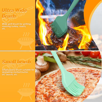 LELE LIFE 3 Sizes Silicone Basting Brush, Extra Large Heat Resistant Pastry Brush Spread Oil Butter Sauce Marinade for BBQ Grilling Baking Kitchen Food Cooking (Green)