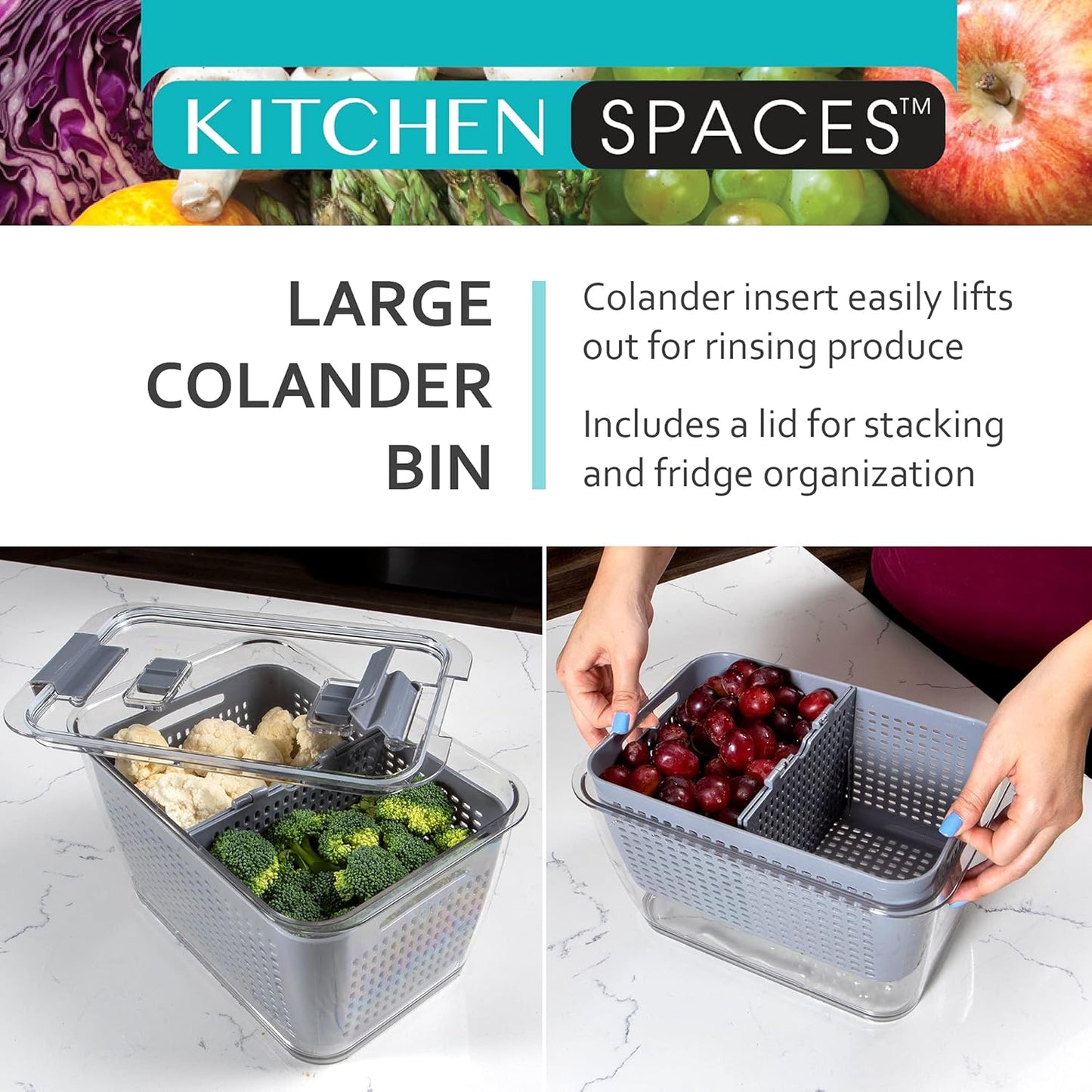 Kitchen Spaces - 1465A6-AMZ Kitchen Spaces Colander Bin, Medium, Gray