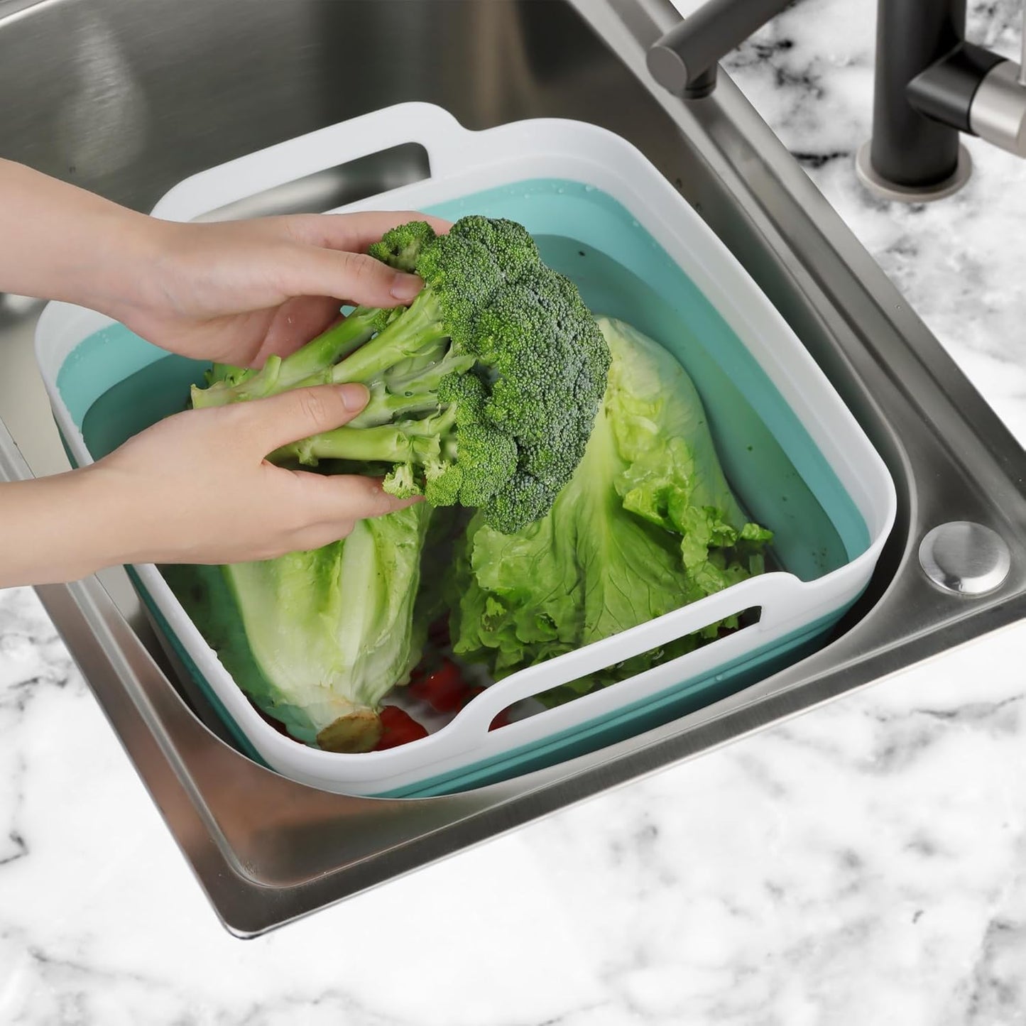 Tiawudi Dishpan for Washing Dishes, 2.4Gal/9L Wash Basin with Draining Plug Carry Handles, Collapsible Bucket for Cleaning, Portable Sink, Foldable Plastic Tub, 1PC