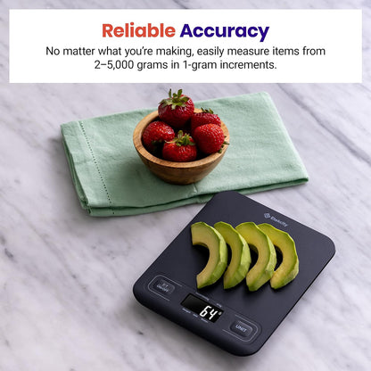 Etekcity Smart Food Kitchen Scale with Nutritional Calculator, Free App with 19 Nutrients Tracking, Calorie, Marco, Digital grams and ounces for weight loss, Premium Stainless Steel, 11lb